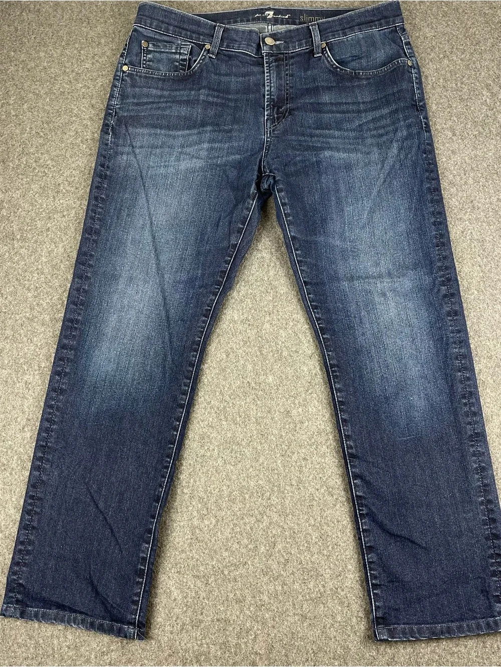 7 For All Mankind Jeans Mens 36x30 Blue Slimmy Slim Straight Stretch Dark Wash
